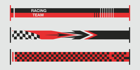 Black and Red Racing Stripe Car Decal Vector Set – Collection of minimalist car stripe graphics, vinyl sticker elements, and sport designs ideal for vehicle decoration, racing visuals, and automotive 