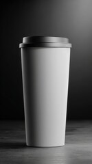 Minimalist White Coffee Cup on Dark Background for Modern Design
