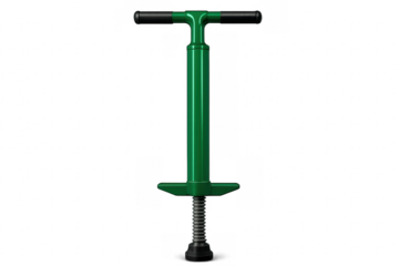 Green pogo stick toy for jumping recreation