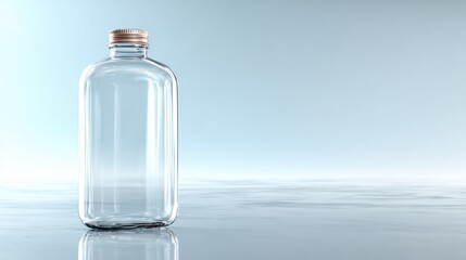 Empty Glass Bottle with Metal Cap on Smooth Surface Background