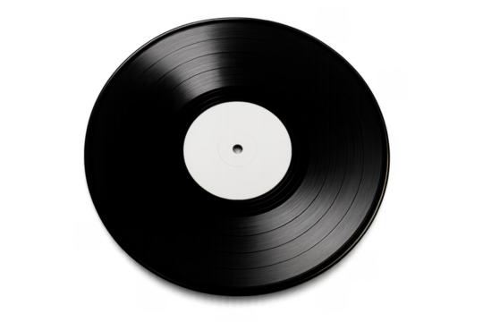 Retro vinyl record disc playing music with blank label