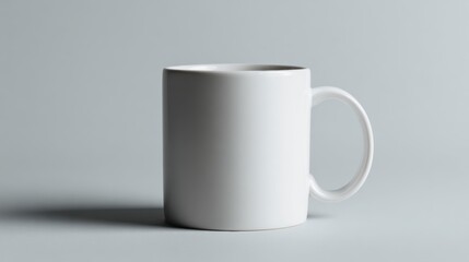 Empty White Coffee Mug on Gray Background for Mockup Design Use