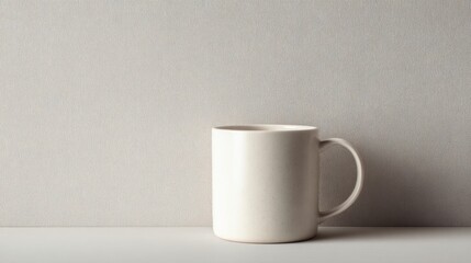 Obraz premium Minimalist White Ceramic Coffee Mug on Light Background