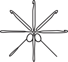 Crochet Tools Arranged as Flower Petals Vector Illustration.eps