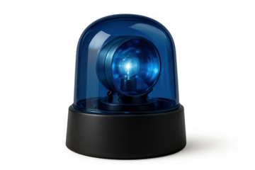 Blue emergency siren rotating light flashing warning