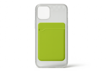 Clear smartphone case with lime green card holder