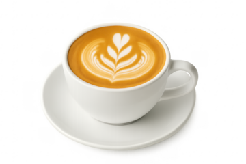 Latte art heart design in white cup