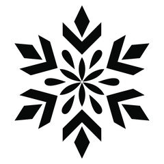 Elegant Black and White Snowflake Design Symbolizing Winter Season and Festive Holiday Celebrations with Simple Geometry and Modern Aesthetic Appeal