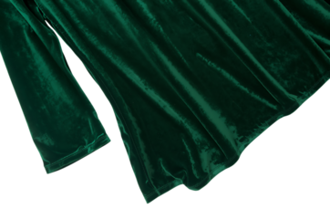 Rich emerald green velvet fabric drape with soft folds and shadows