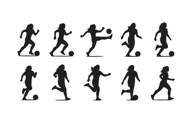 Vector silhouettes of people including a woman