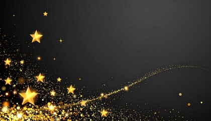 Elegant Christmas background featuring a sparkling golden star trail against a dark backdrop. Perfect for holiday greeting cards, luxury event invitations, or festive designs.