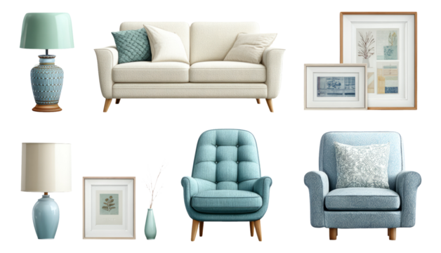 Modern Living Room Furniture Set with Soft Colors and Elegant Design Elements