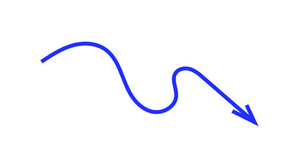 Hand Drawn Arrow Set in Blue Pen on Checkered Paper. Collection of Directional Pointers, Curved, Wavy, and Straight Lines for Notes, Doodles, and School Projects.