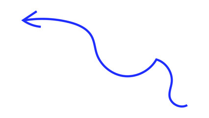 Hand Drawn Arrow Set in Blue Pen on Checkered Paper. Collection of Directional Pointers, Curved, Wavy, and Straight Lines for Notes, Doodles, and School Projects.