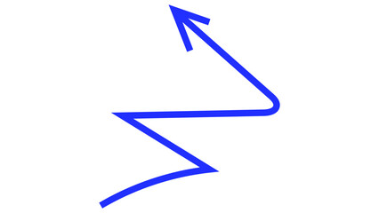 Hand Drawn Arrow Set in Blue Pen on Checkered Paper. Collection of Directional Pointers, Curved, Wavy, and Straight Lines for Notes, Doodles, and School Projects.