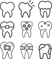 vector set of tooth icons