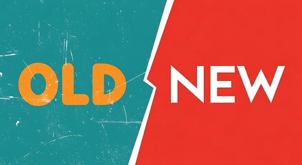 Concept of old versus new with a split background, showcasing the contrast between traditional and modern approaches and ideas