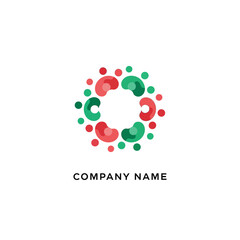 Fototapeta premium Abstract circular logo design with red and green connected shapes.