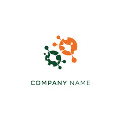 Abstract logo design featuring two interconnected organic shapes with vibrant colors.
