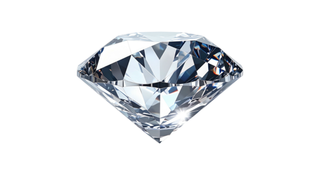 A gleaming, multifaceted diamond shines with bright highlights and internal reflections, set against a stark black backdrop