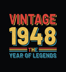 Vintage 1948 Year of Legends Vector Illustration Graphic Design