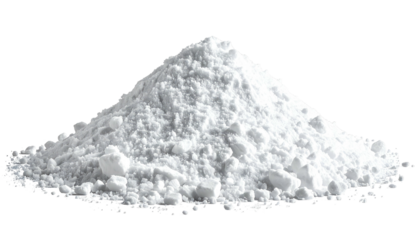 A pristine, conical pile of white powder against a dark backdrop, subtly textured and cleanly lit