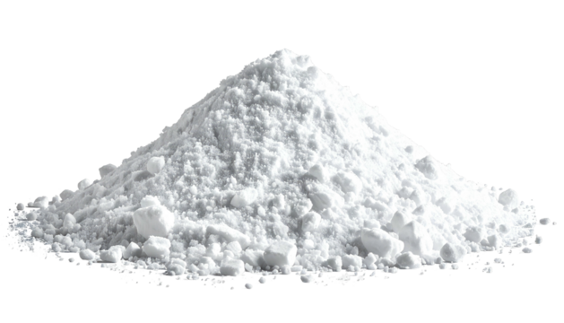 A pristine, conical pile of white powder against a dark backdrop, subtly textured and cleanly lit