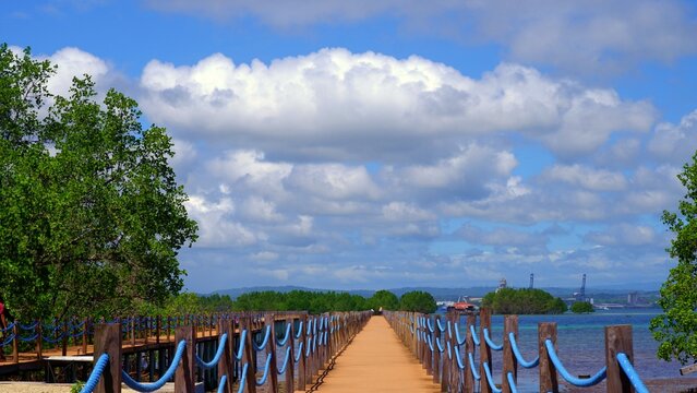 beach and sky view at the bridge at Samal Island, Philippines