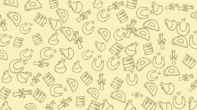 Pattern featuring hats, horseshoes, scrolls, and tools ideal for westernthemed designs or crafting projects with a country flair.