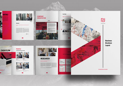 Modern Shape Red Studio Business Brochure Layout