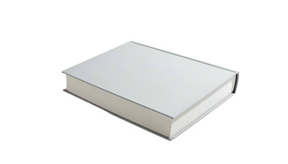 Fototapeta premium A clean, white hardback book on a black background, slightly angled