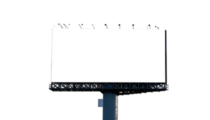 Obraz premium A large, blank outdoor advertising display against a stark black background. Metal frame