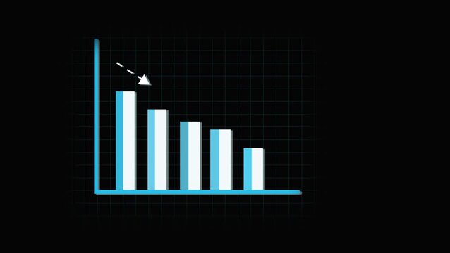 Bar graph chart animation business finance statistics infographic seamless loop 4k hd. Animated bar graph chart business finance data decline decrease trend 4k ultra hd.