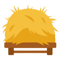haystack on a wooden palette flat color vector illustration template design