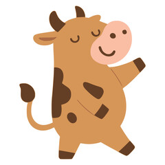 cute cow standing pose cattle animal farm flat color vector illustration template design