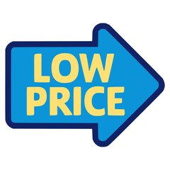 Low price arrow discount label promo offer sale flat color vector illustration template design