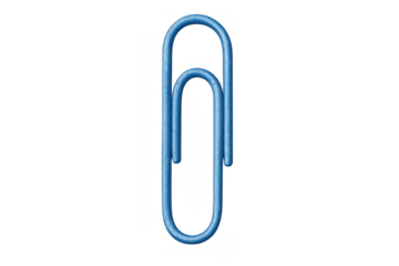 Blue paper clip keeping office papers organized, stationery item for work and school on transparent background