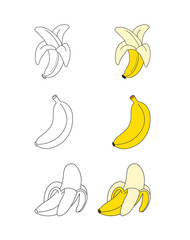 
Banana isolated vector illustration hand drawn coloring page for kids