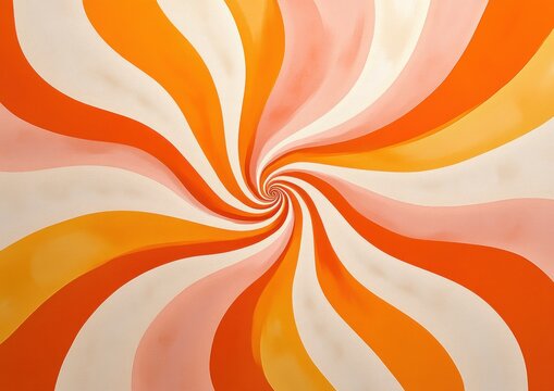 Abstract swirling spiral pattern with alternating warm orange, cream, and pink curved stripes creating a dynamic vortex effect - Powered by Adobe