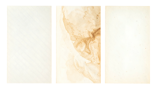 Three panels displaying variations of aged paper textures with subtle tonal shifts
