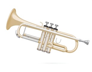 Fototapeta premium A detailed, golden-toned musical instrument with valves and a bell