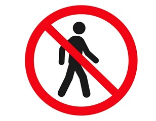 A red circle with a slash through a silhouette of a person walking