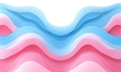 Abstract layered waves pattern with smooth curves in shades of pink and blue creating a harmonious and calming visual effect