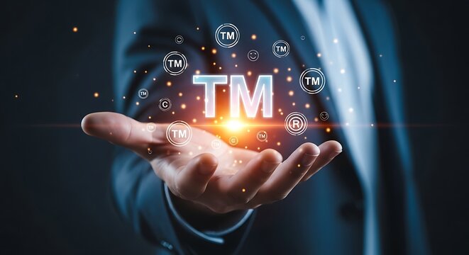 Digital Brand Identity Protection Business Hand Safeguarding Intellectual Property Concept