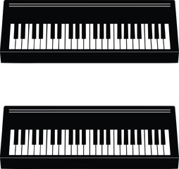 Premium vector silhouette piano keyboards facing forward silhouette illustration. 