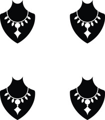 Premium vector necklace display bust silhouettes with diamond pendant and gem accents illustration. 