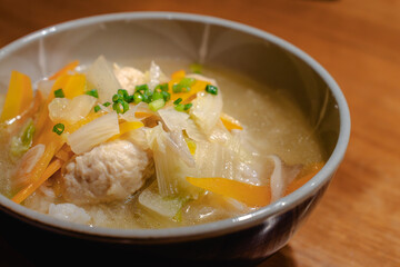 Chicken meatball soup for dinner