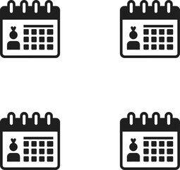 Vector identical calendar icons with a person silhouette illustration. 
