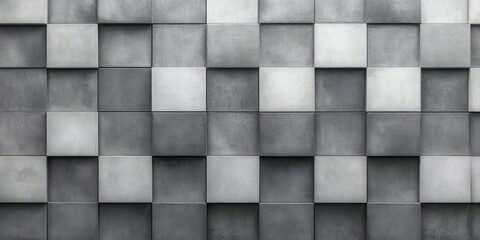 close-up of a three-dimensional pattern of gray concrete square tiles casting shadows creating depth and geometric repetition