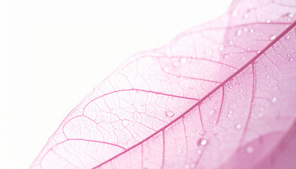 Pink Skeleton Leaves　Translucent Botanical Background　Ultra-Minimal Horizontal Macro Composition of Overlapping Soft Pale Pink Transparent Leaves